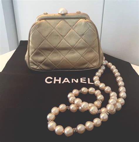 chanel gold chain bag|chanel bag with pearl chain.